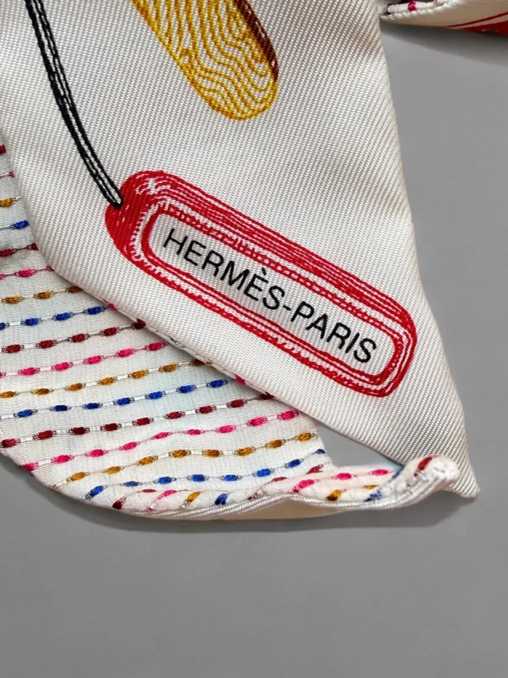 Hermes Multicolor Chevaloscope Pointille Silk Twilly Scarf